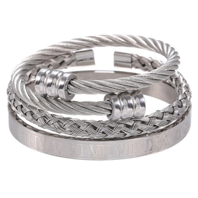 Pulsera de Acero Titanio Estilo Punk con Diseño Romano - Image 10