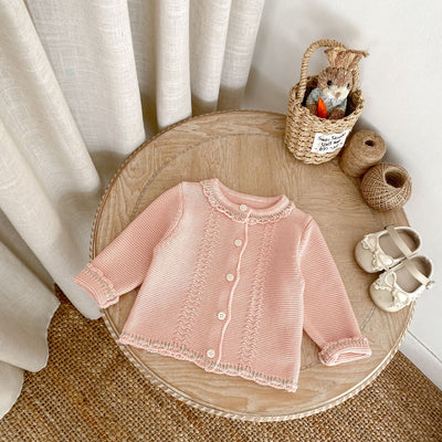 Conjunto de Dos Piezas para Bebé Niña - Cardigan Bicolor con Falda Pantalón Suspensores - Image 25
