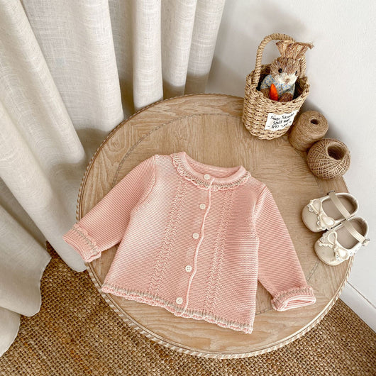 Conjunto de Dos Piezas para Bebé Niña - Cardigan Bicolor con Falda Pantalón Suspensores - Image 25