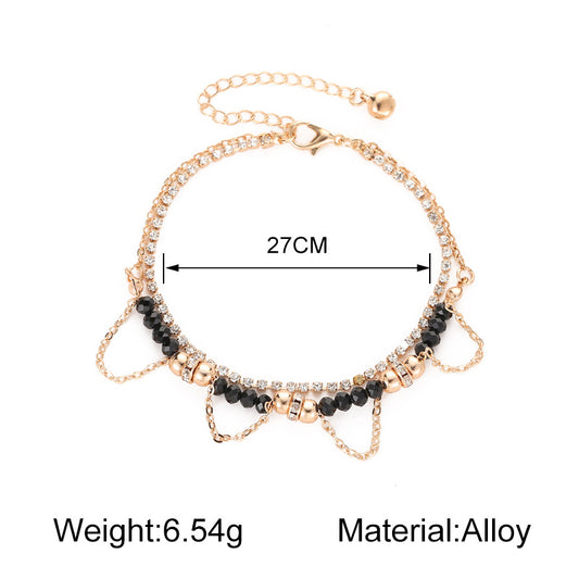 Pulsera Étnica de Cuentas con Diamantes y Borla - Image 2