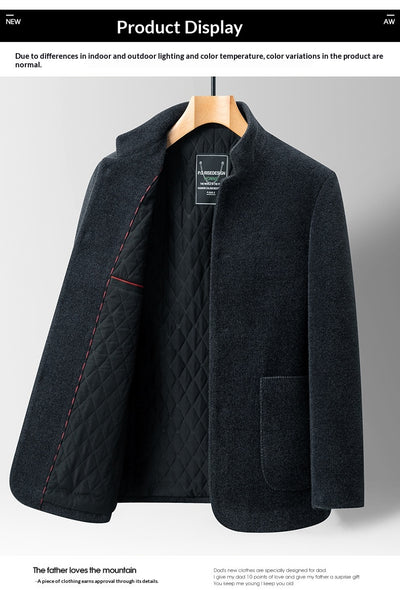 Abrigo Casual de Lana Chenilla con Cuello Alto para Hombre - Image 8