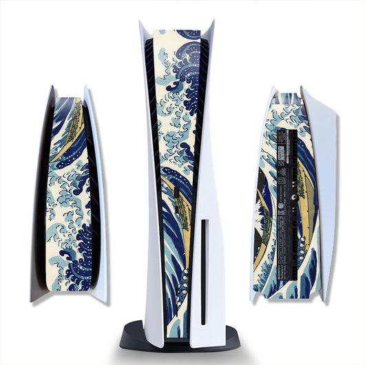 Brushed silver metal texture skin for PlayStation 5 Digital Edition console, shown from front and side views. - Image 32