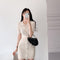 Conjunto Elegante Falda A-Line: Suéter Polo Manga Corta + Falda Plisada
