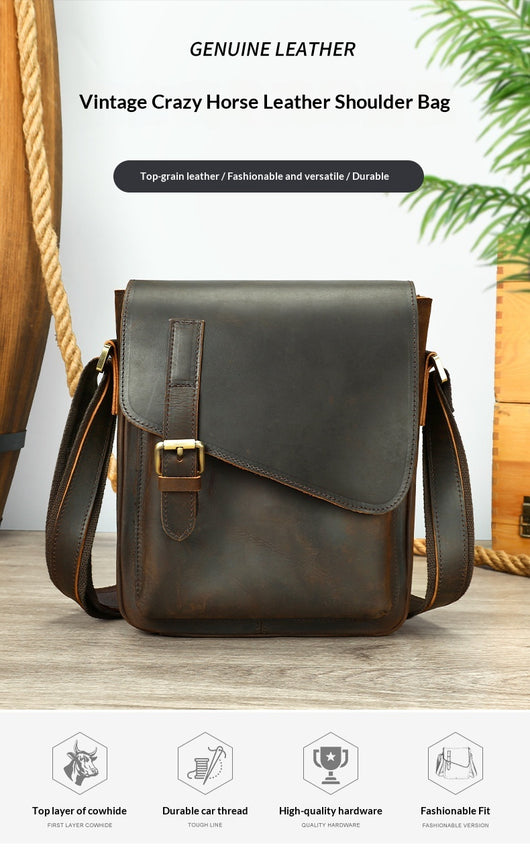 Bolsa Bandolera de Cuero Genuino para Hombre - Estilo Casual Messenger - Image 24