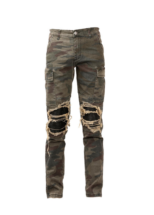 Jeans Camuflajeados Rotos con Detalles de Cuero y Diseño Desgastado - Image 7