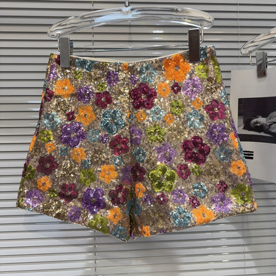 Shorts con Lentejuelas Personalizadas de Flores para Mujer - Image 4
