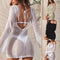 Blusa Bikini Tejida Escotada sin Espalda Manga Larga para Mujer
