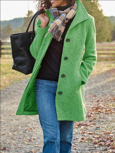 Abrigo Cardigan de Lana para Mujer con Cierre de Hebilla Decorativa - Image 3