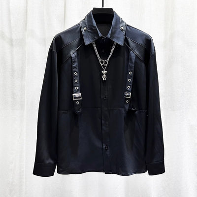 Camisa Patchwork de Manga Larga para Hombre - Estilo Moderno - Image 9