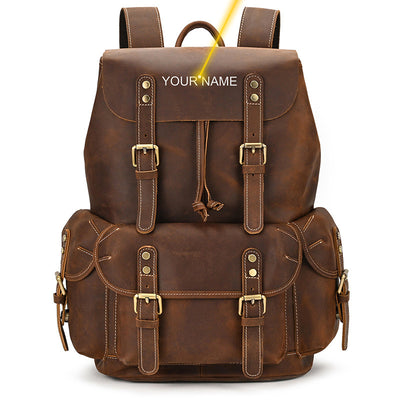 Mochila de Viaje Cuero Crazy Horse Capacidad Jumbo con Solapa Frontal - Image 8