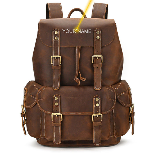 Mochila de Viaje Cuero Crazy Horse Capacidad Jumbo con Solapa Frontal - Image 8