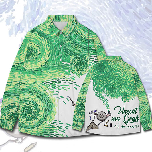 Camisa Manga Larga Unisex Estampado Óleo Artístico Creativo