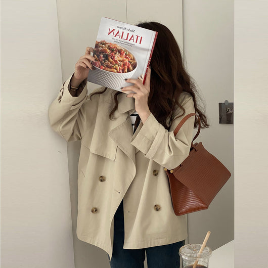 Gabardina Clásica Estilo Británico para Mujer - Abrigo Corto Ligero - Image 7