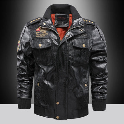Chaqueta de Cuero para Hombre Cuello Alto Ajustada - Image 13