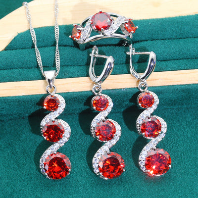 Conjunto de Joyería Zircón de 4 Piezas: Collar, Pulsera, Aretes y Anillo - Image 11