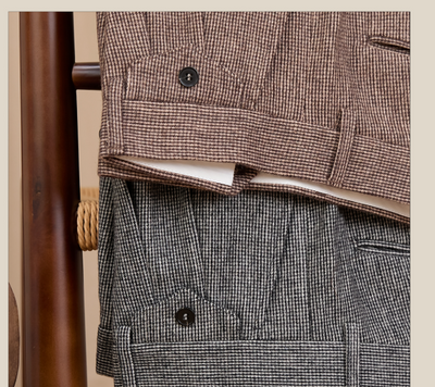 Pantalones de Lana Pata de Gallo Cintura Alta para Hombre - Otoño Invierno - Image 11