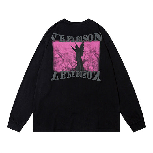 Playera de Algodón Suelta con Estampa Estatua para Hombre