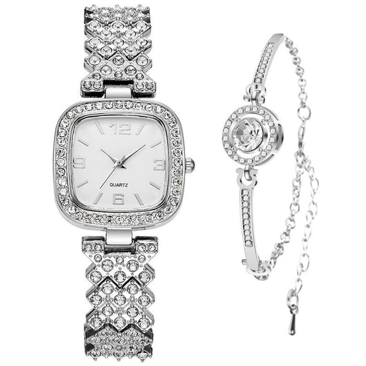 Reloj Cuadrado Pequeño de Diamantes Completos para Mujer con Pulsera - Image 6