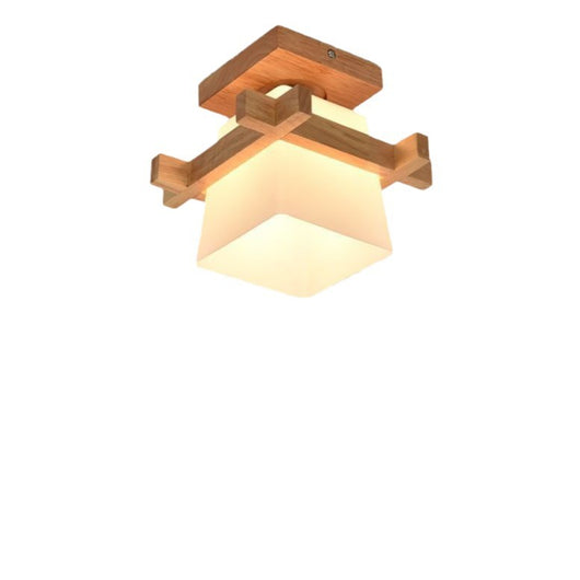 Lámpara de Techo Minimalista Tic-tac-toe en Vidrio y Madera Maciza Estilo Rústico Moderno - Image 5