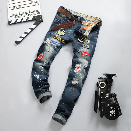 Jeans Slim Rectos Tinta Salpicada Estilo Vintage - Image 8