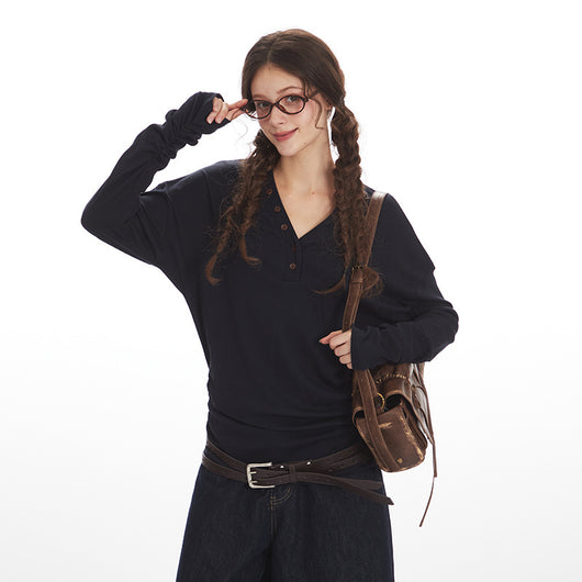 Blusa Elegante de Manga Larga con Cuello en V y Cintura Ajustada - Image 2
