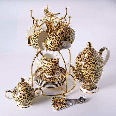 Juego de Taza y Platillo de Porcelana Fina con Diseño Leopardo - Image 7
