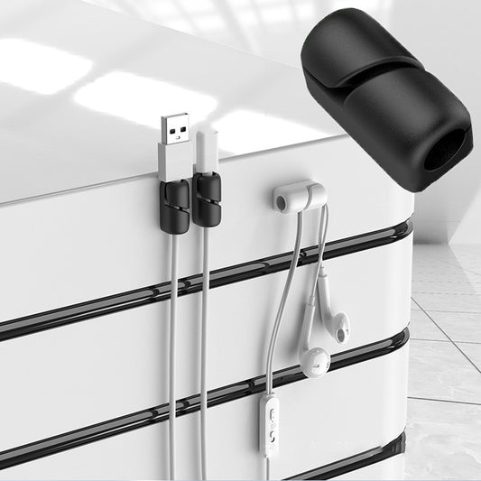 Organizador de Cables Silicona con Clips de Sujeción y Protector USB
