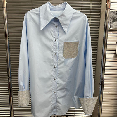Blusa Azul para Mujer con Puños Reforzados - Casual y Profesional - Image 13