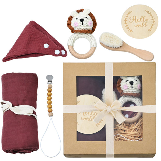 Set de Regalo Recién Nacido: Sonajero de Madera Tejido a Crochet - Image 8