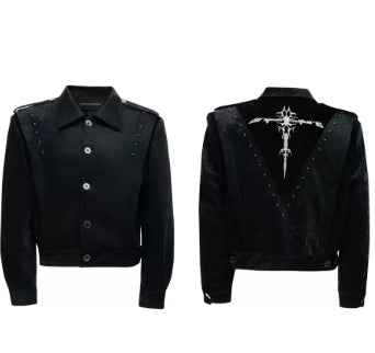 Chaqueta de Cuero Corta con Remaches y Bordado - Image 21