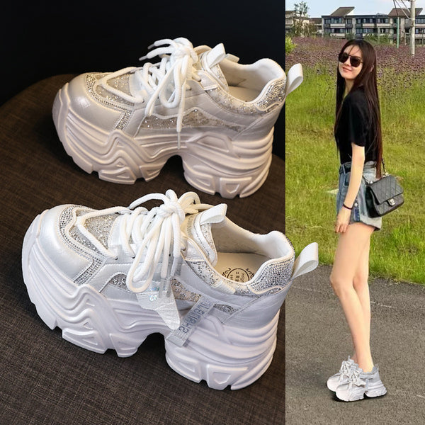 Zapatos Deportivos con Plantilla Elevadora y Detalles Brillantes para Mujer