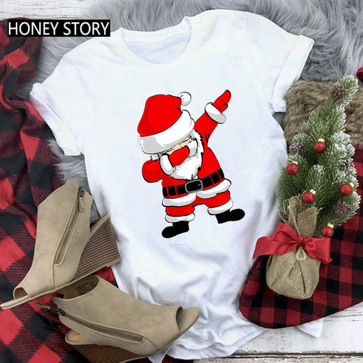 Playera Navideña Roja para Parejas - Diseño Reno y Santa - Image 35