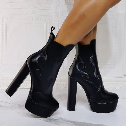 Botas Cortas de Plataforma y Tacón Grueso para Mujer - Tallas Grandes - Image 10