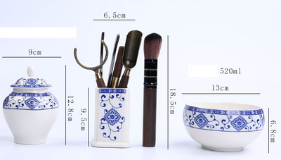 Juego de Tetera y Tazas de Cerámica Azul y Blanco - Image 14