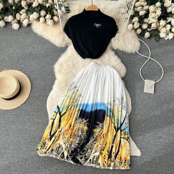 Conjunto de Dos Piezas: Blusa Plisada sin Mangas y Falda Diseño Exclusivo para Mujer - Image 5