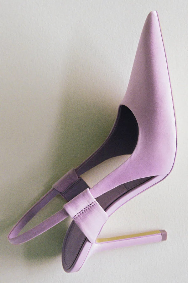 Zapatos de Satén Púrpura para Mujer con Tacón Stiletto y Punta Afilada