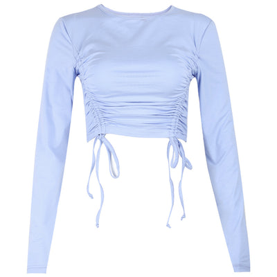 Camiseta Manga Larga con Cuello Redondo y Cordones - Image 10
