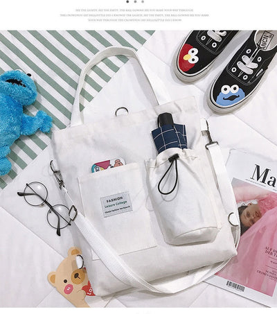Mochila Estilo Harajuku con Bolsillos - Bolsa de Lona para Estudiantes y Mujeres - Image 45