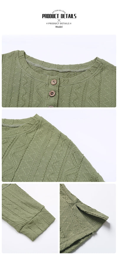 Suéter Verde de Cuello Redondo con Botones y Textura Jacquard - Image 12