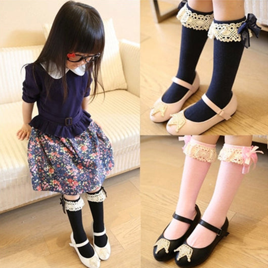 Calcetines Altos Princesa con Moño de Encaje Dulce - Image 11