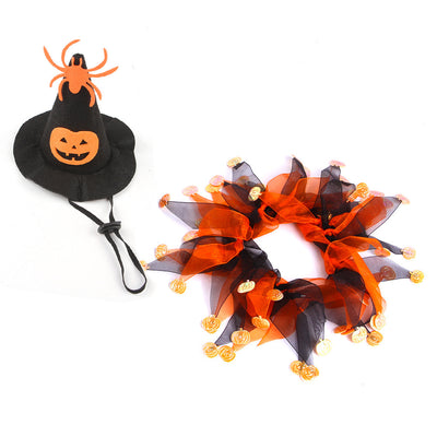 Conjunto Halloween Gorro y Bufanda Patrón Calavera con Capa Gato - Image 5