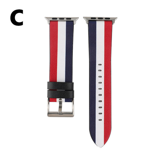 Correa de Reloj en Cuero con Patrón de Bandera - Image 4