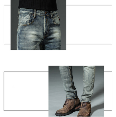 Jeans Retro Slim Fit para Hombre - Corte Recto Clásico Otoño Invierno - Image 7
