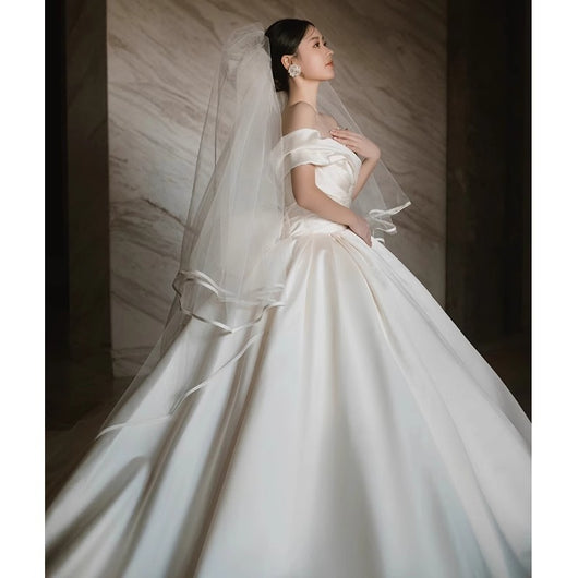Vestido de Novia Satinado Hombros Descubiertos - Image 5