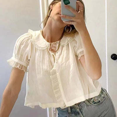 Blusa Vintage Francesa de Ramio Puro con Transparencia Sutil - Image 9