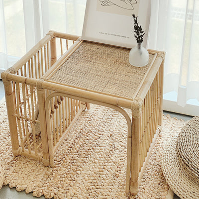 Mesa de Té Cuadrada Estilo Japonés con Almacenamiento Tatami - Image 2