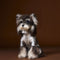 Chaqueta de Cuero Plateado Desgastado Teddy Schnauzer Bichon
