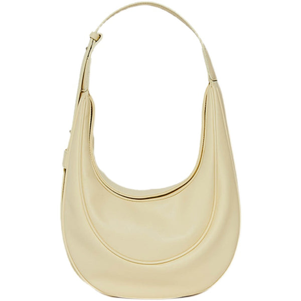 Bolsa Semicircular de Cuero Suave - Estilo Chaoxia con Gran Capacidad
