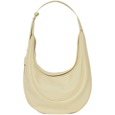 Bolsa Semicircular de Cuero Suave - Estilo Chaoxia con Gran Capacidad