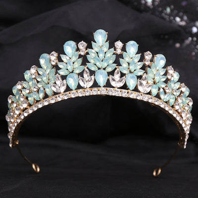 Corona Nupcial de Cristal Verde Brillante con Aleación y Incrustaciones - Image 52